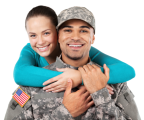 Woman Hugging Soldier
