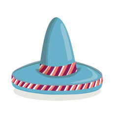 Mexican ethnic sombrero hat isolated element. Vector drawing illustration for icon, game, packaging, banner. Wild west, Mexico concept. Traditional Mexican wide brimmed hat
