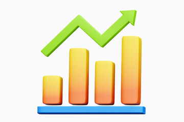 3d Grow charts and diagram icons. Charts and graphs. Pie, Line, Candlestick Chart. Planning and visualization of statistics.