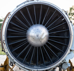 Old airplane aircraft isolated.  Passanger plane engine.