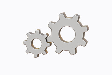 3d Cogwheel gear, setting symbol. Repair, and optimizing. Isolated 3d object on a white background