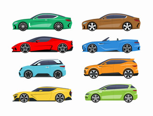 Set of modern cars.