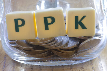 PPK ( Pracownicze Plany Kapitałowe letters on polish zloty banknotes. PPK is a Employee Capital Plans private savings retirement plan in Poland contributed to by the employer and the state. 
