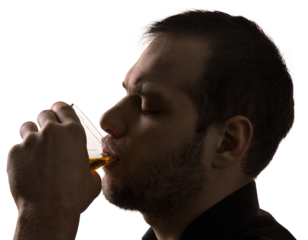 Alcoholism concept, man drinking alcohol