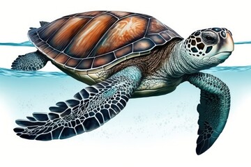 Obraz premium AN ABSOLUTELY STUNNING SEA TURTLE FROM THE MALDIVES. Generative AI