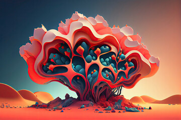Unusual surreal structure in the form of a clot of colors