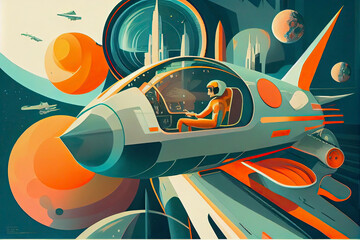 1960s-1970s Retro Style Space Illustrations. Psychedelic Style.