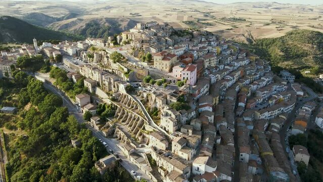 Aerial view of Calitri, Avellino, Campania, Italy.
