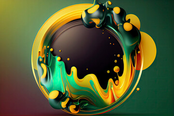 Fluid round abstract shape, futuristic modern banner design template, liquid glass stylized frame