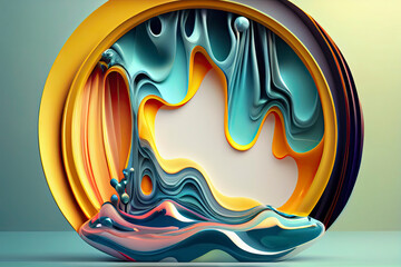 Fluid round abstract shape, futuristic modern banner design template, liquid glass stylized frame