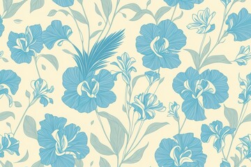 Creative composition made of beautiful iris flowers on pastelle background, generative ai. Nature concept. Summer pattern in minimal style