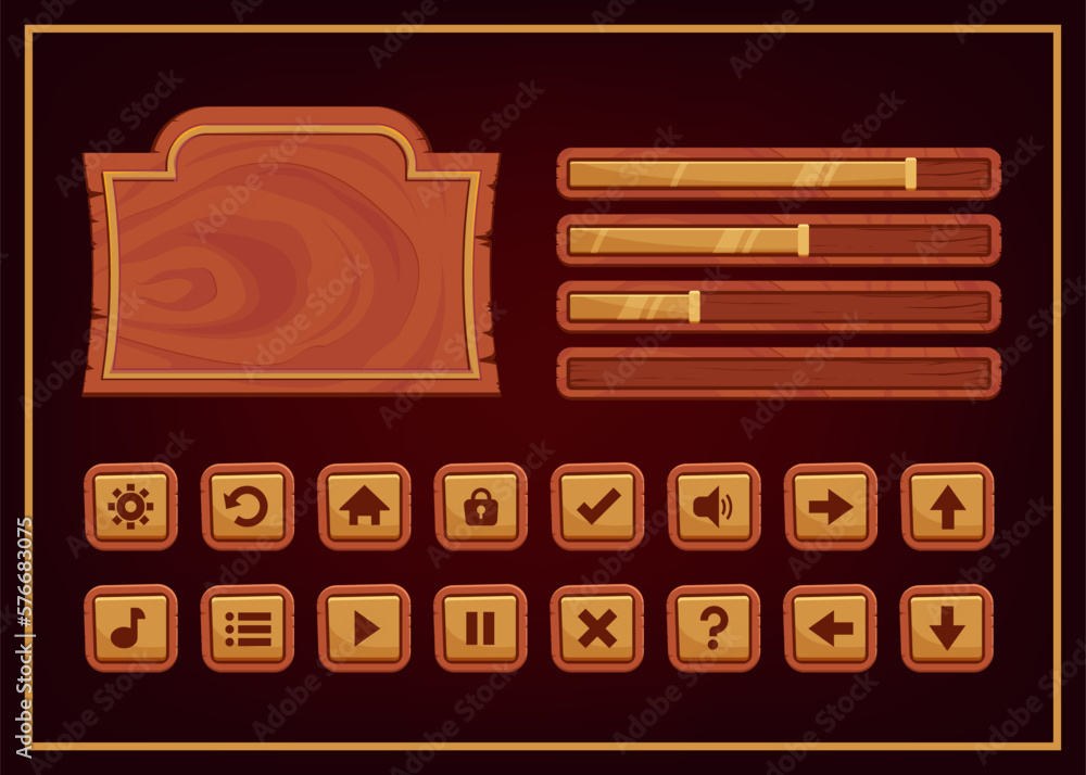 Aufkleber design for complete set of score and power button game pop-up