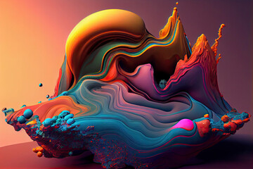 Unusual surreal structure in the form of a clot of colors