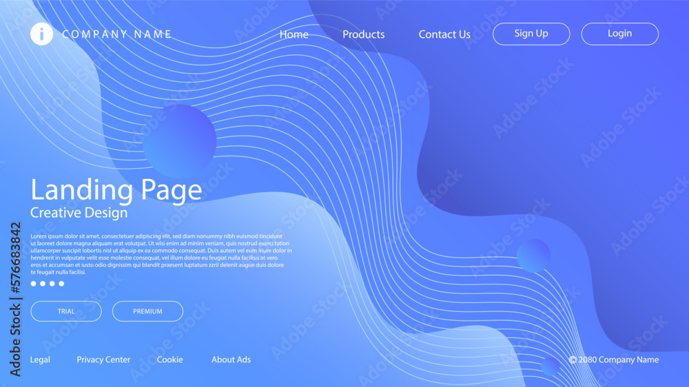 Wall mural modern abstract website landing page background fluid liquid wave lines and blue gradient color