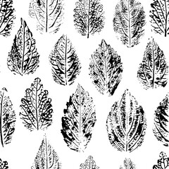 Vector seamless botanical pattern, imprinted leaves. Beautiful design for textile, wallpaper, wrapping paper.