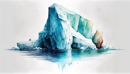 Fotobehang Iceberg - Watercolor - Generative AI Art © Nehekharan