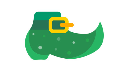 Vector green leprechauns boot in flat design. 