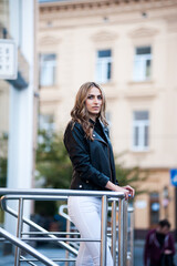 Woman wearing casual clothes  walking on the street