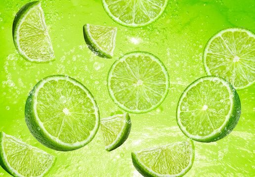 lime slice in water soda