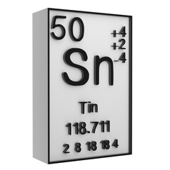 Tin,Phosphorus on the periodic table of the elements on white blackground,history of chemical elements, represents the atomic number and symbol.,3d rendering