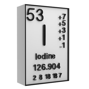 Iodine,Phosphorus on the periodic table of the elements on white blackground,history of chemical elements, represents the atomic number and symbol.,3d rendering