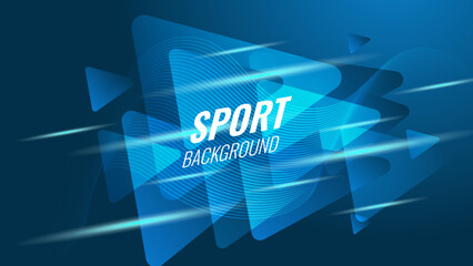 Layout design with dynamic shapes blue Sport background. High-speed background design