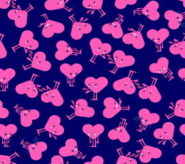 Couple of hearts pattern seamless. Love and hate background