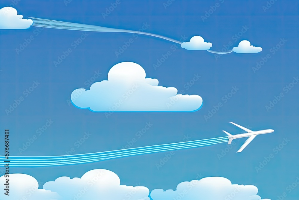 Poster sky is a vertical nature backdrop with a jet trailing smoke. plane with a condensation trail. blue s