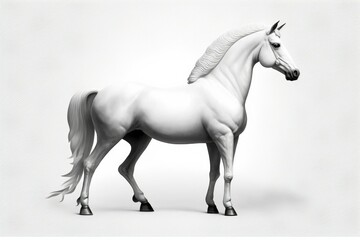 Naklejka na ściany i meble Assume a white horse against a white background. Generative AI