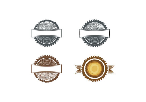 Wood set Industries Company logo with the concept of saws and carpentry and classic and vintage style