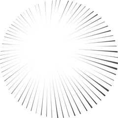 Obraz premium Manga radial action speed lines for comic effect. Circle motion and focus flash strip lines for anime comic book. Vector background illustration of black ray manga speed frame or splash and explosion.