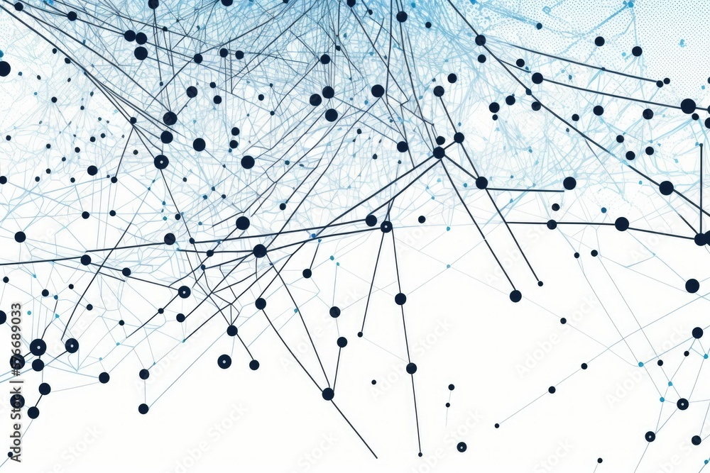 Poster connecting dots and lines make up this abstract geometric background. white digital abstraction. the