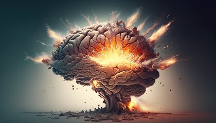Unleash the Explosive Power of Your Mind with our Concept Art of a Brain Bursting with Knowledge and Creativity: Fuel Your Imagination and Ignite Your Potential. Generative AI