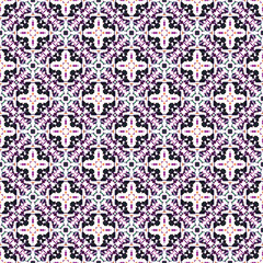 Vector pixel oriental pattern made of small squares on a white background. Mosaic, background, embroidery, wallpaper, kaleidoscope, mandala. 