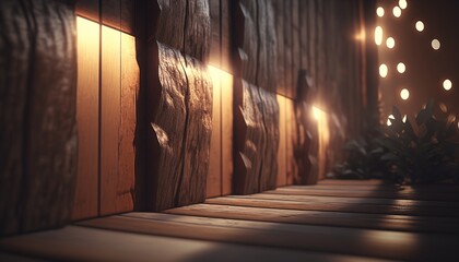 wooden floor recording architecture with light irradiation created with generative ai technology
