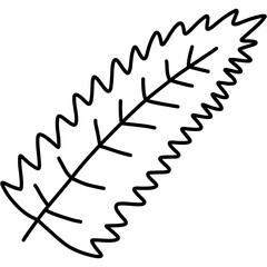 Thorny leaf. Doodle outline design element.