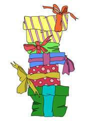 Mountain of gifts. Vector
