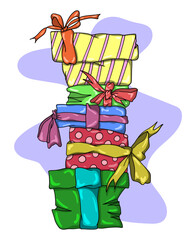 Mountain of gifts. Vector (3)