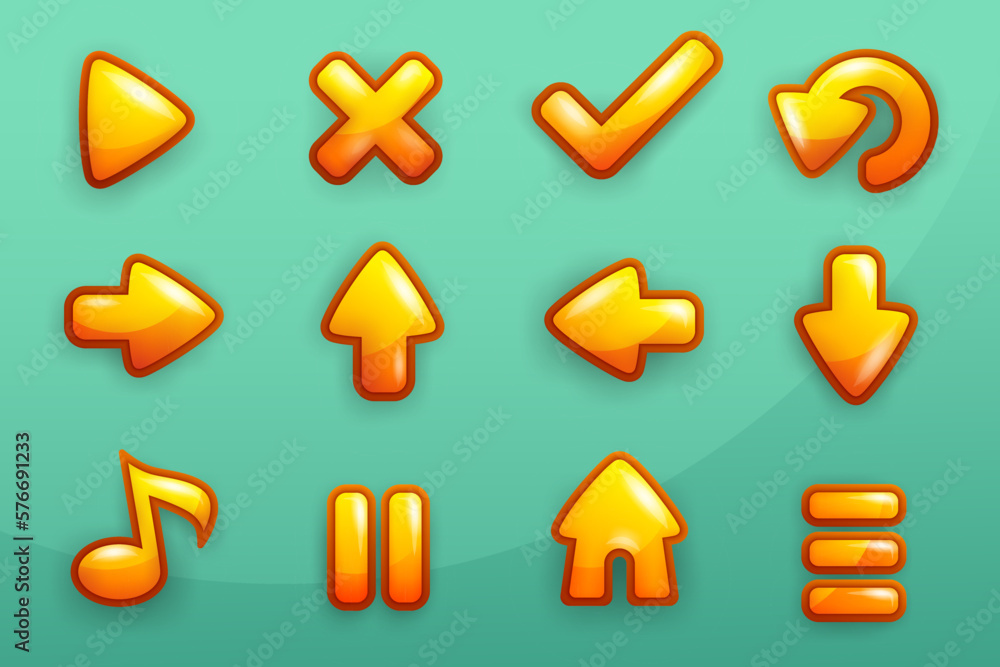 Aufkleber complete set of level gold frame button game pop-up