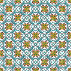 Fototapeta na wymiar Vector pixel oriental pattern made of small squares on a white background. Mosaic, background, embroidery, wallpaper, kaleidoscope, mandala. 