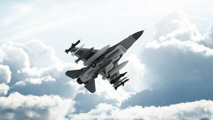 3d render military aircraft of America fighter with ammunition
