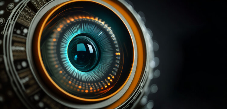 Close up of a robot eye. artificial intelligence. Generative ai