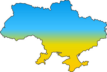 Obraz premium Map of Ukraine, Ukrainian map yellow and blue flag, contour map, set of elements, coat of arms, trident