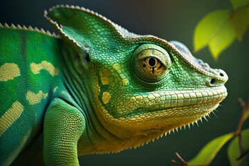 Obraz premium Colored chameleon close up.
