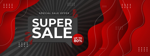Black and Red Sale Banner Background