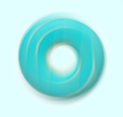 Spinning donut with bright icing on light background, motion effect