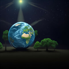 earth in space - environment and planet earth illustration - earth background - Generative AI