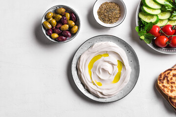 Obraz na płótnie Canvas Labneh yogurt cream cheese for breakfast