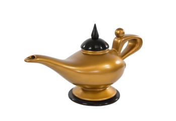 Golden magic genie lamp with cut out background