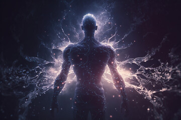Fototapeta na wymiar mystical body emanating a flow of energy, Generative AI